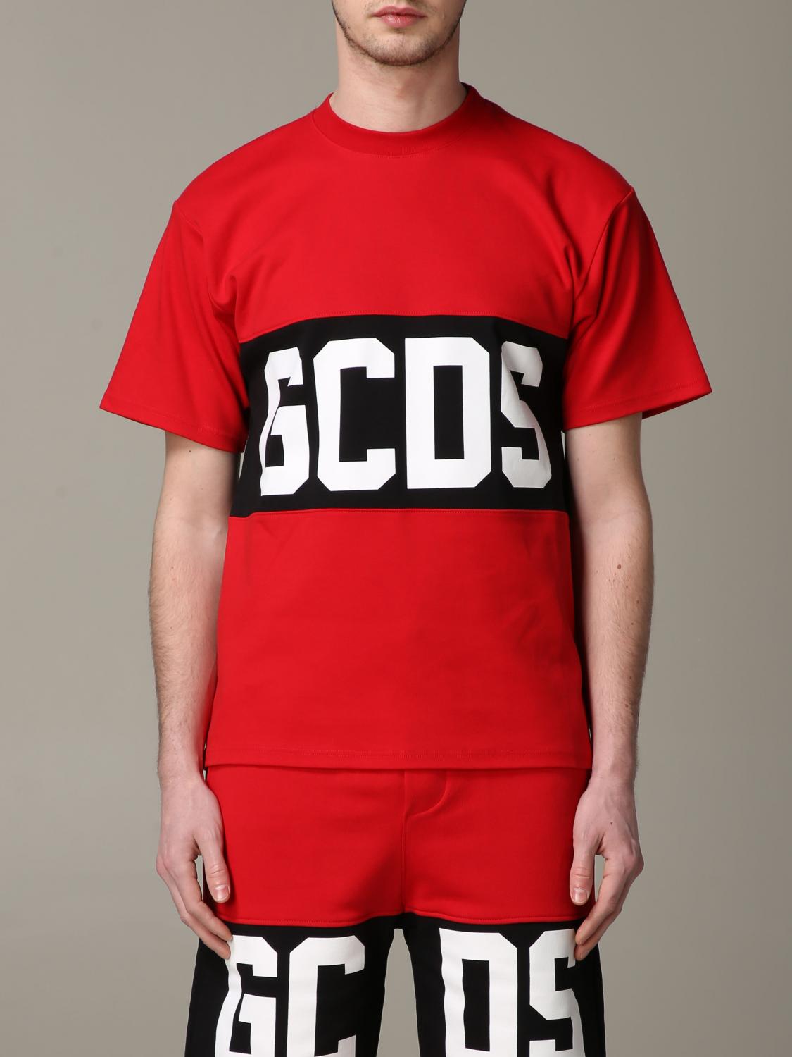 GCDS T-SHIRT: GCDS T-Shirt mit Rundhalsausschnitt und Logo-Print, Rot - Img 1