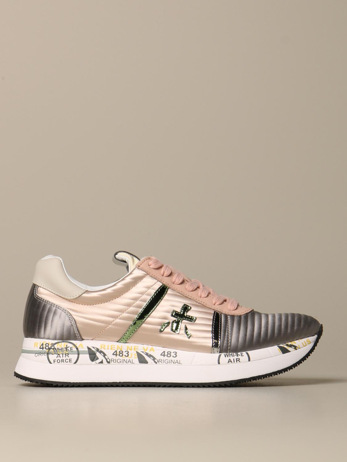 Conny 3617 PREMIATA: Conny Sneakers In Bicolor Leather And Satin Pink