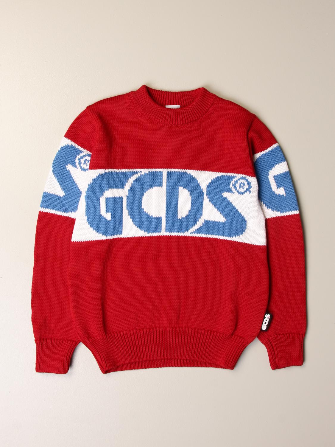 GCDS JUNIOR PULLOVER: GCDS Jungen Pullover, Rot - Img 1