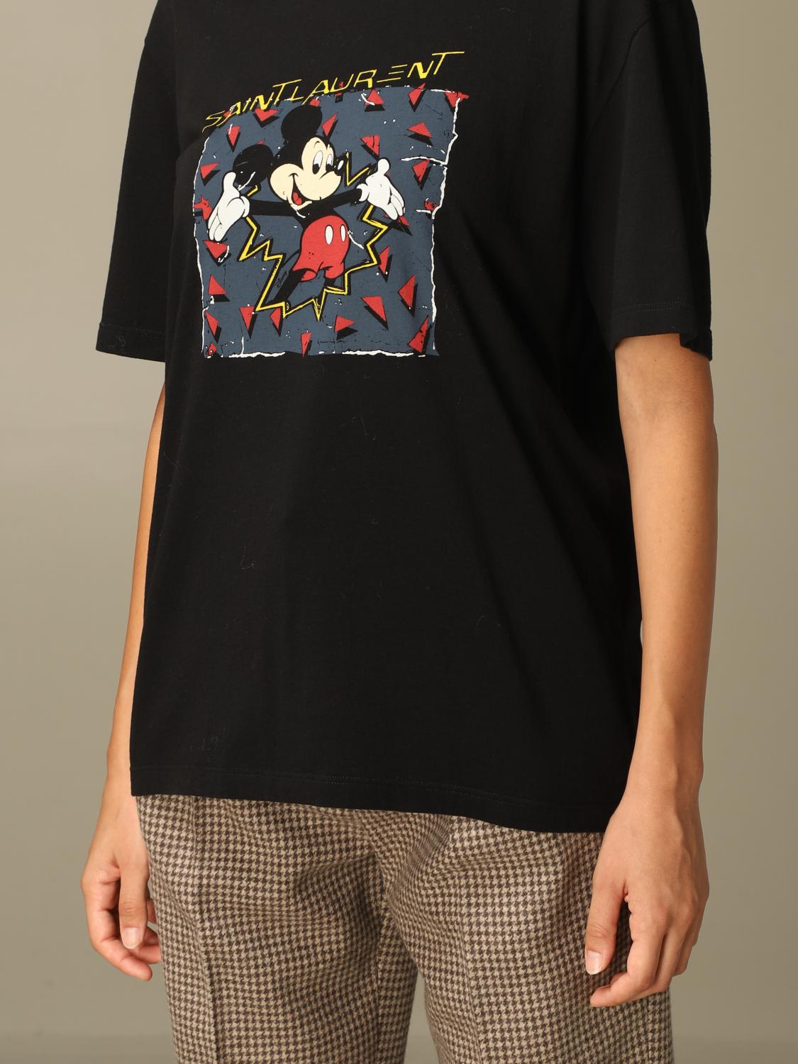 Saint Laurent cotton t-shirt with Mickey Mouse - Black | 631852