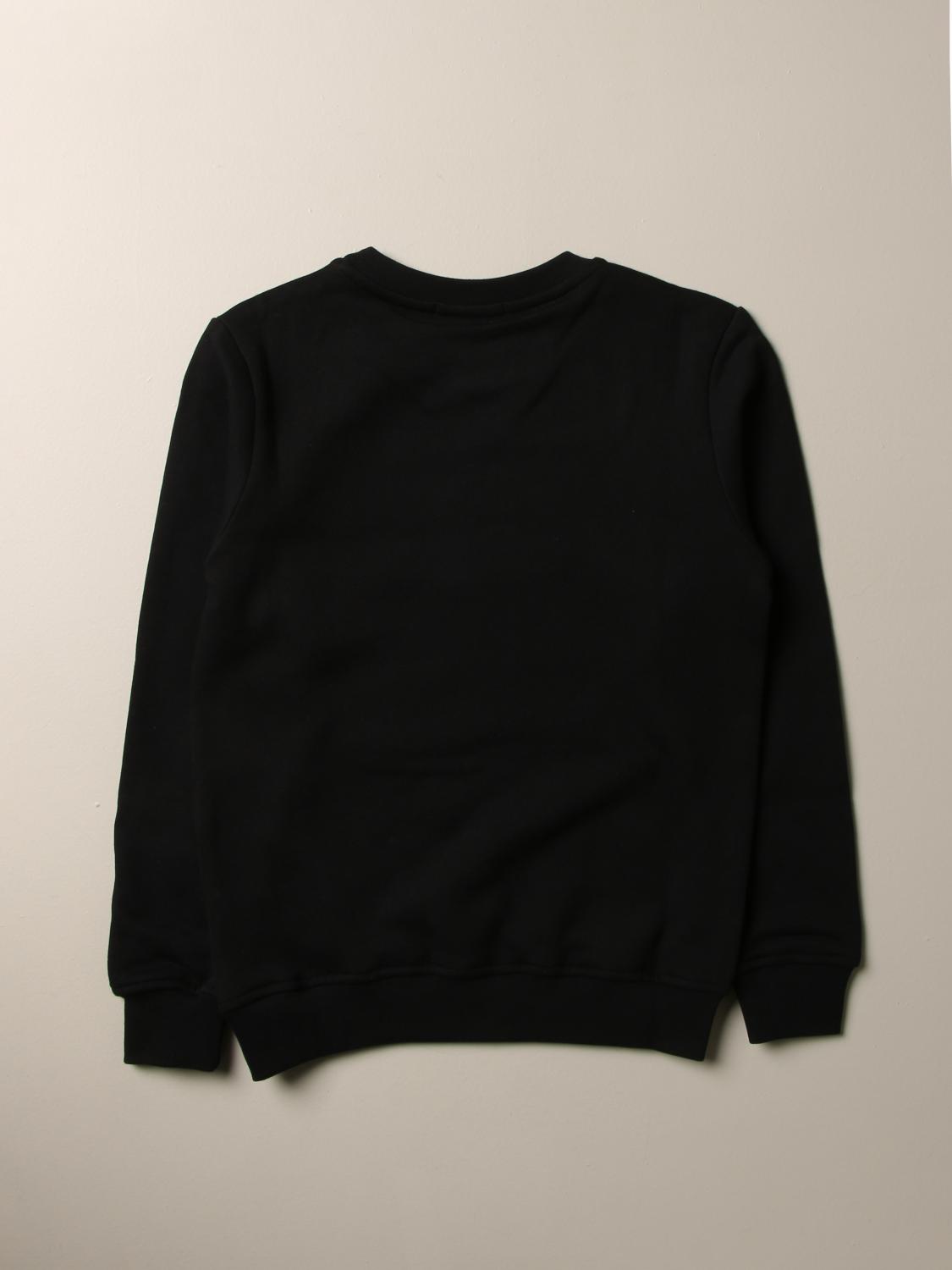 MSGM KIDS SWEATER: MSGM Kids cotton sweatshirt with several logos, Black - Img 2