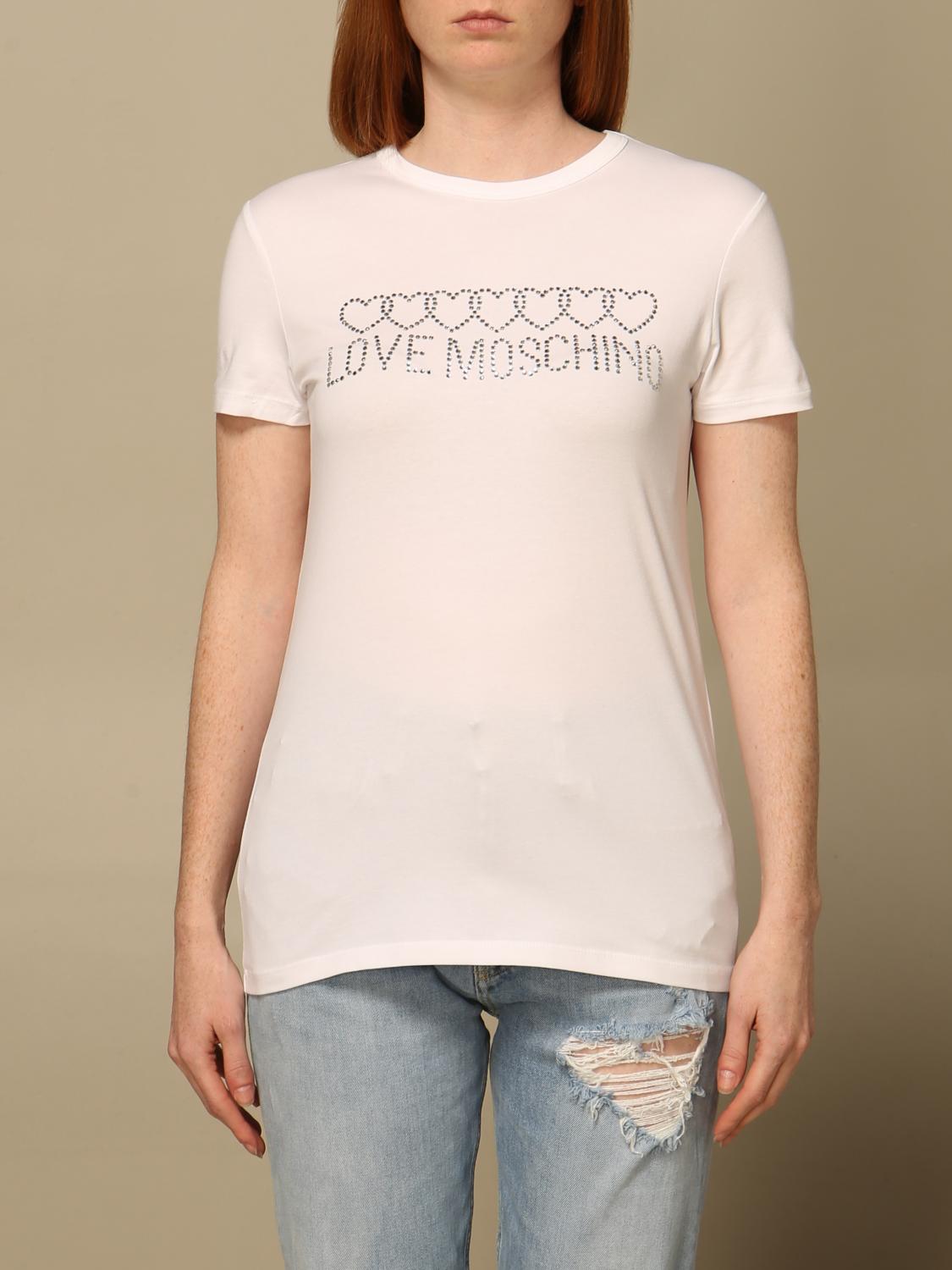 Love moschino white t shirt best sale