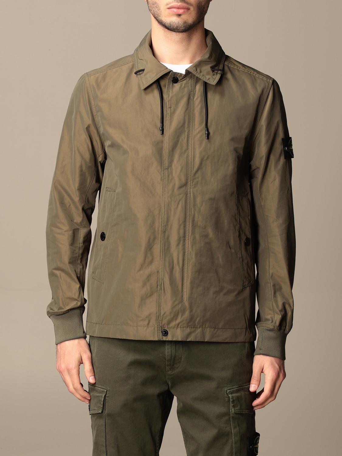 STONE ISLAND: jacket in opaque nylon polyester rep Olive Stone