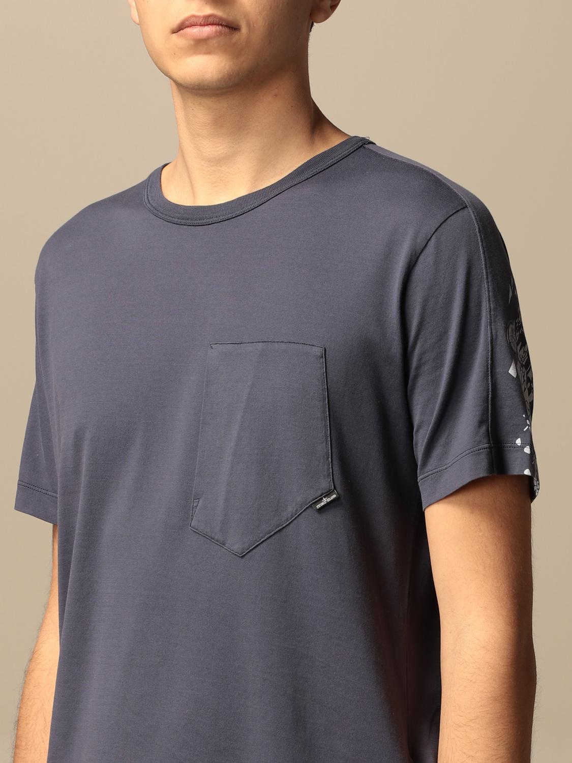 STONE ISLAND SHADOW PROJECT T-SHIRT: Stone Island cotton T-shirt with back print, Blue - Img 3