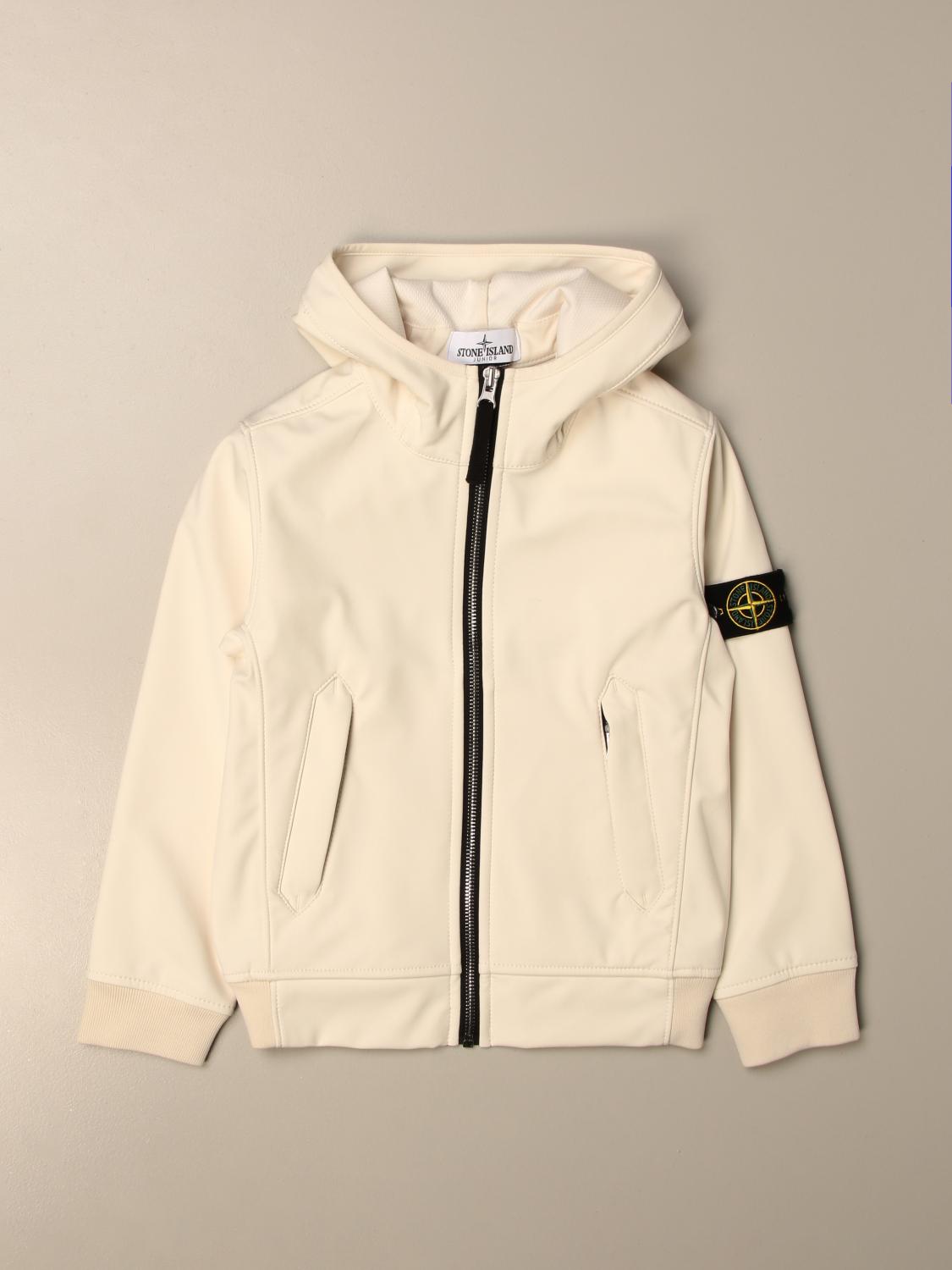 STONE ISLAND JUNIOR sweatshirt in cotton with zip Yellow Cream Stone Island Junior jacket 40134 online at GIGLIO.COM