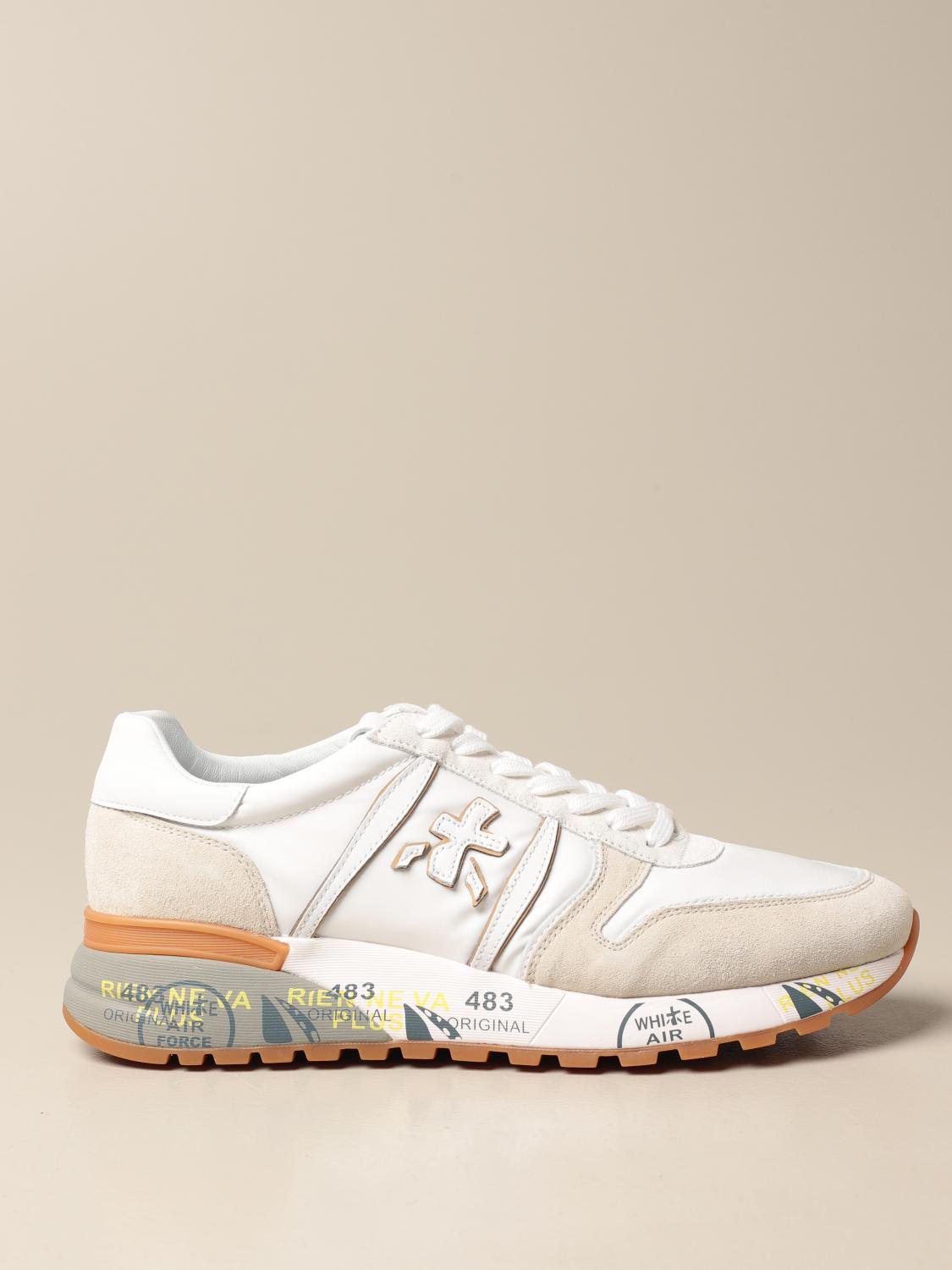 PREMIATA: Lander sneakers in suede and nylon White Premiata
