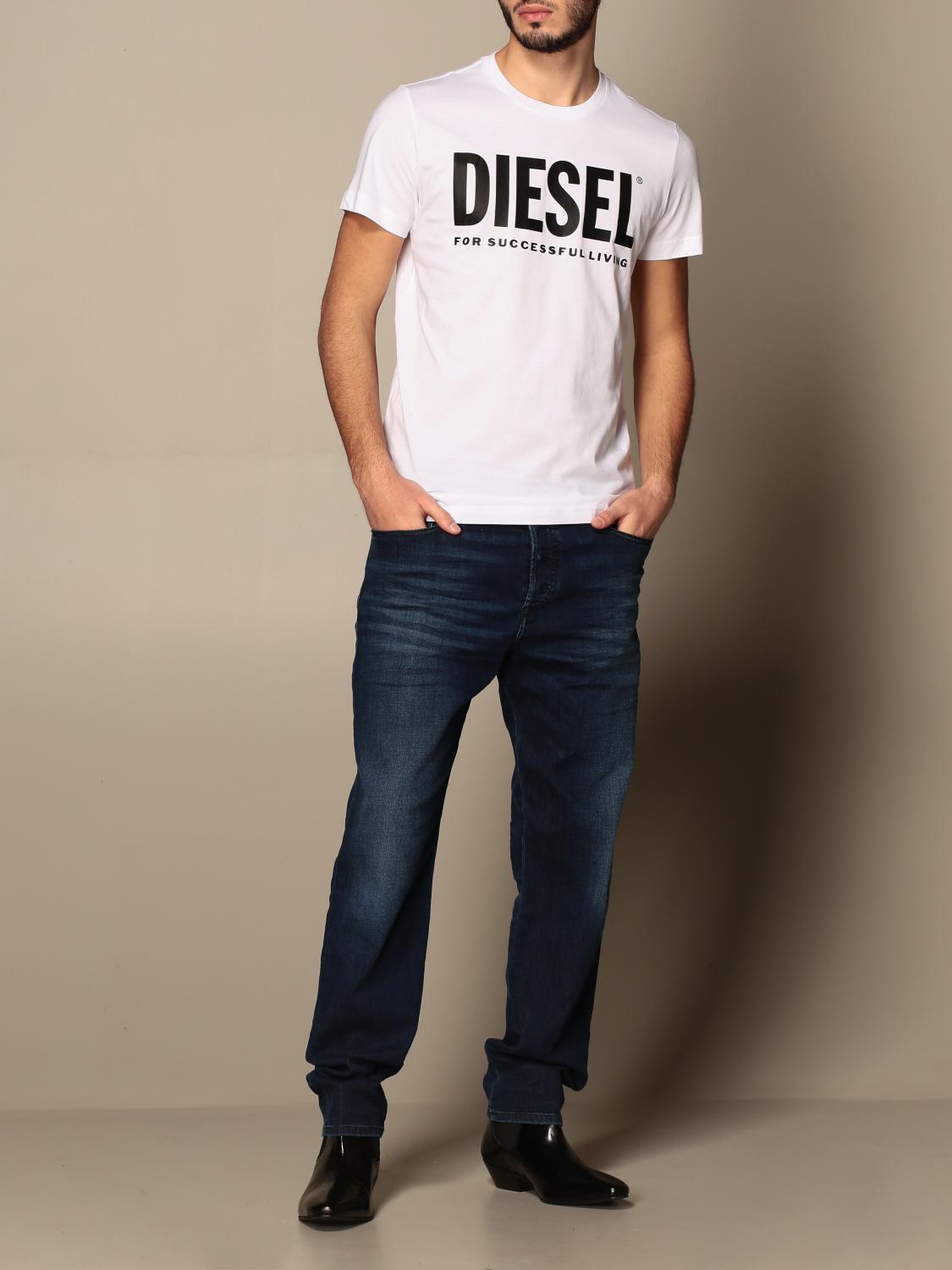 DIESEL T-SHIRT: Diesel cotton t-shirt with logo, White - Img 2