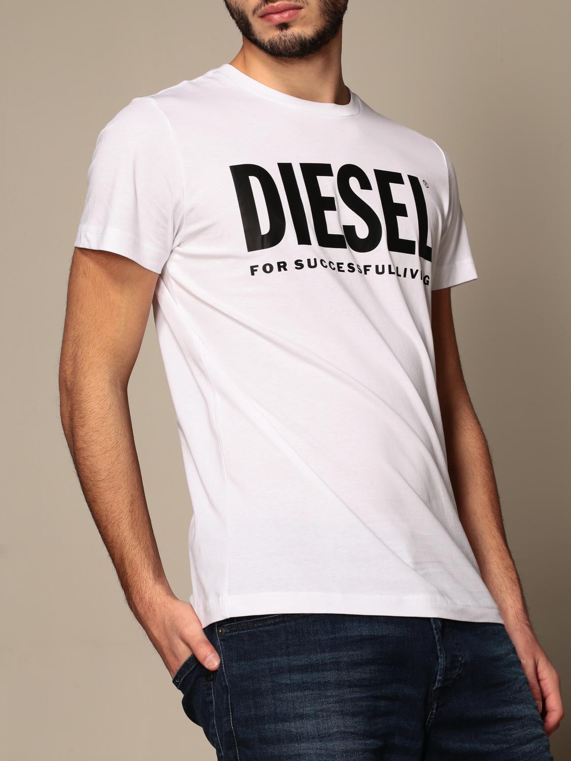 DIESEL T-SHIRT: Diesel cotton t-shirt with logo, White - Img 4