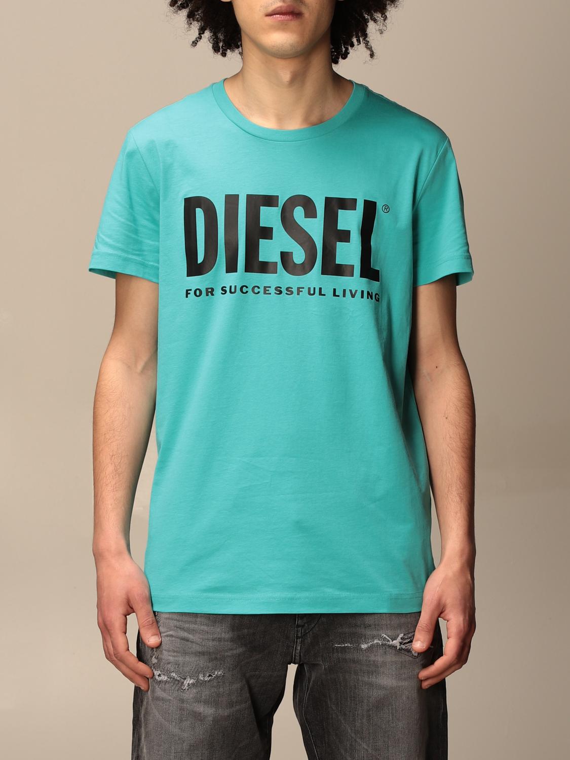 DIESEL T-SHIRT: Diesel Herren T-Shirt, Türkis - Img 1