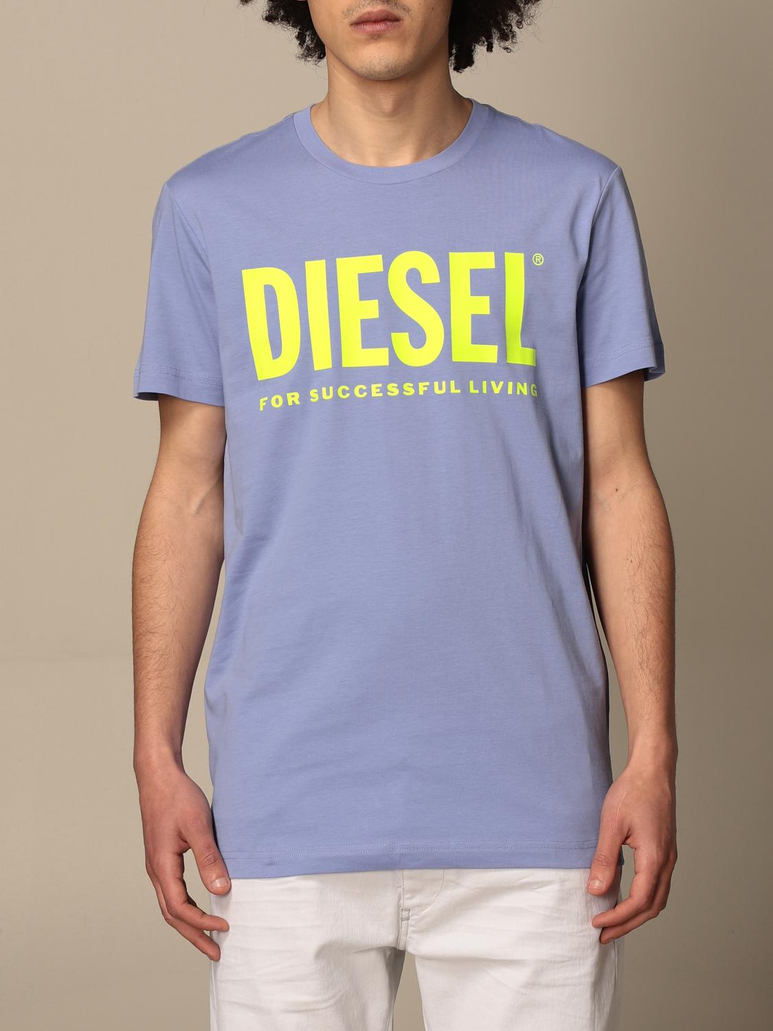 DIESEL T-SHIRT: Diesel cotton t-shirt with logo, Lilac - Img 1