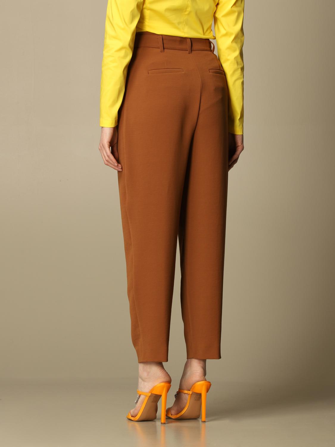 PINKO: high-waisted pants with belt - Burnt | Pinko pants