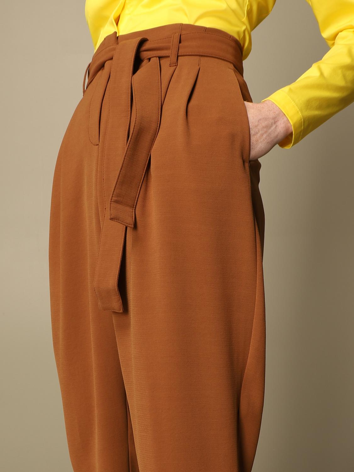 PINKO: high-waisted pants with belt - Burnt | Pinko pants