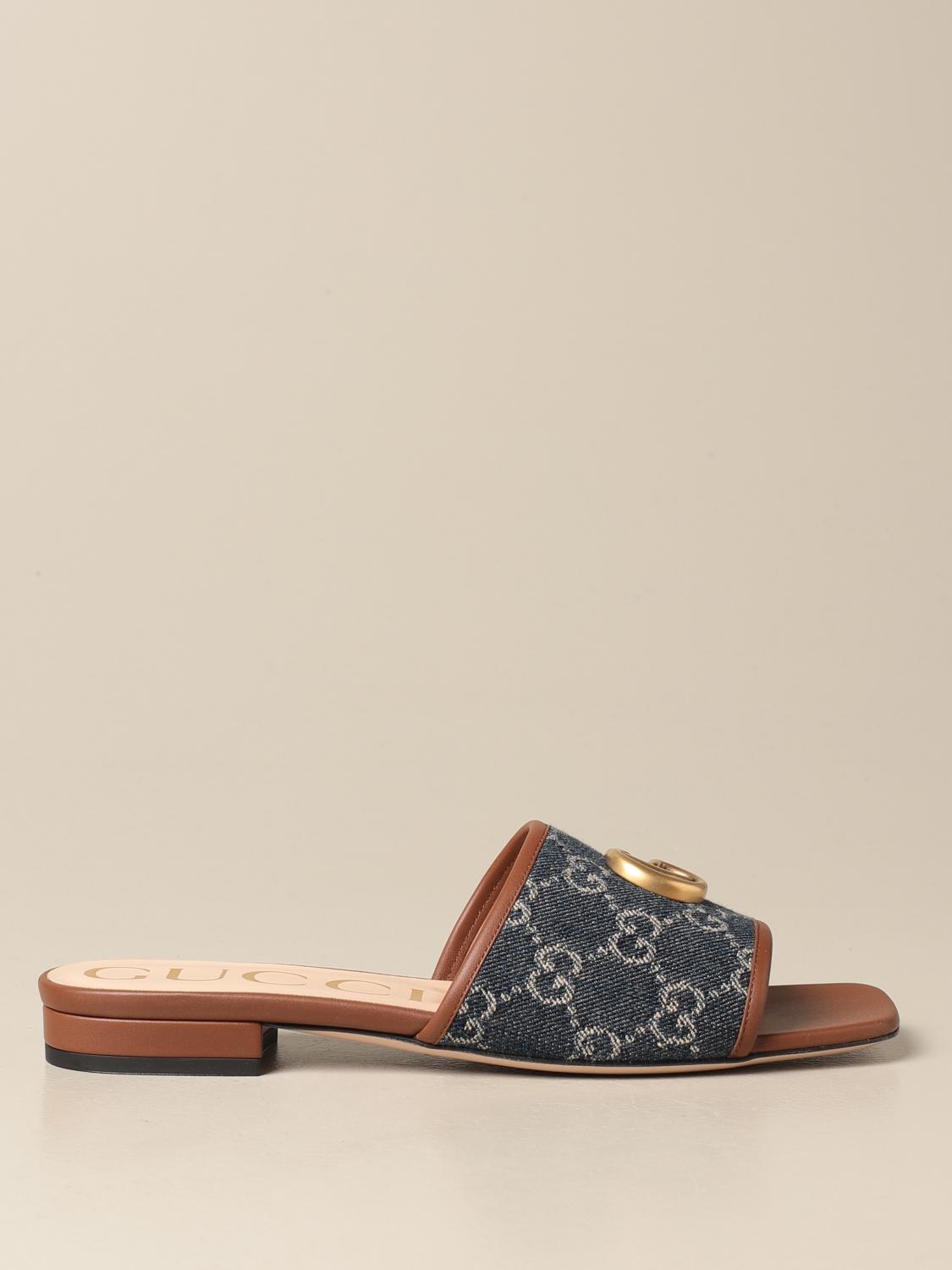 GUCCI Sandalo in denim GG Supreme Blue Sandali Bassi Gucci 647630 2KQ50 online su GIGLIO.COM