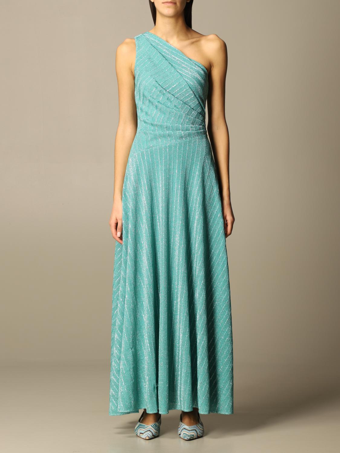 Missoni one-shoulder long dress - Water | MDG00903 BR00DQ | GIGLIO.COM