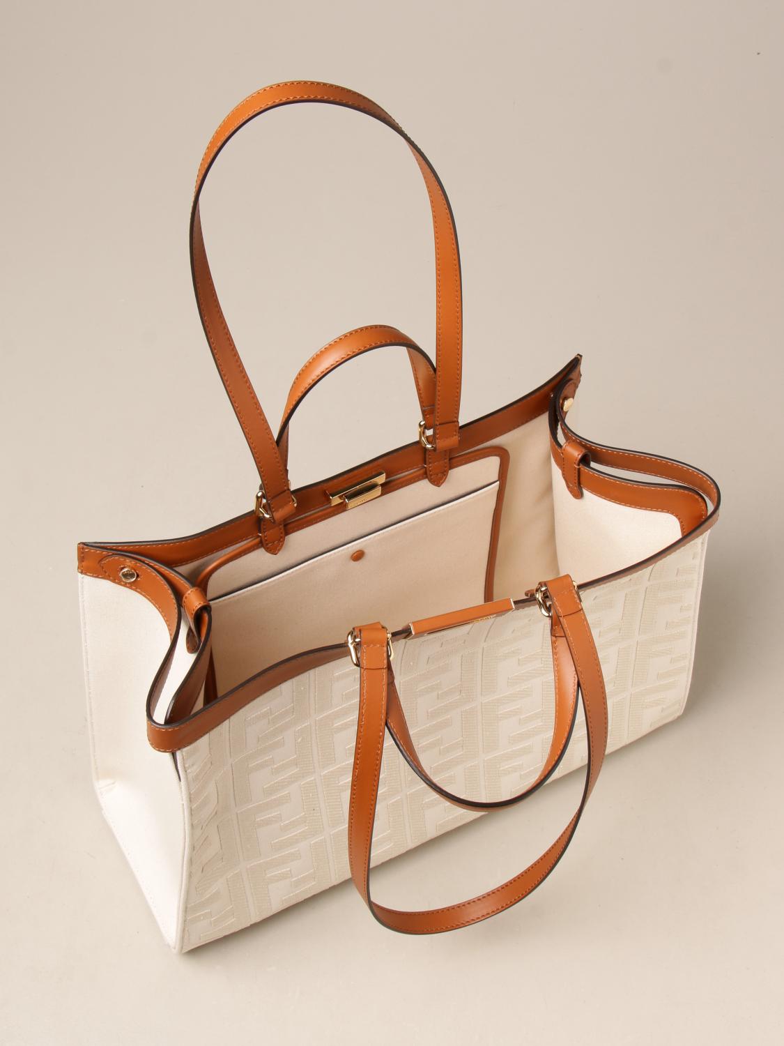 FENDI｜TOTEBAGS (8BH374 A9P6 F1K3B) Fendi Fabric FF Peekaboo X Tote and Shoulder Bag 8bh374
