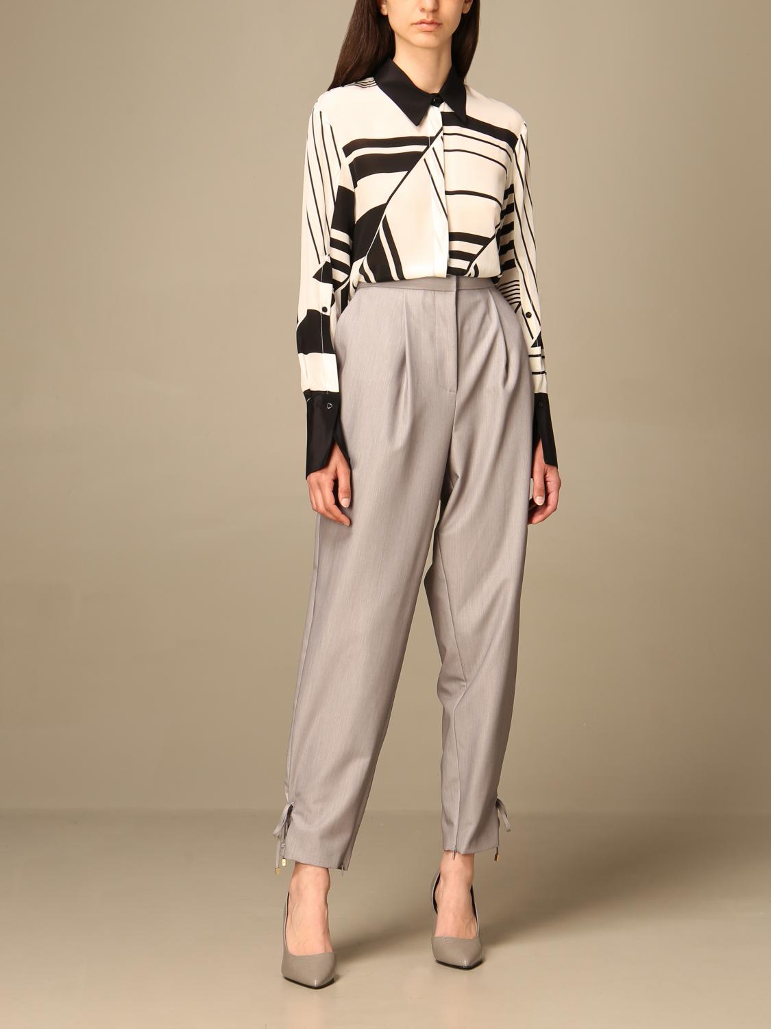 SIMONA CORSELLINI PANTALONI: Pantalone Simona Corsellini a vita alta, Grigio - Img 2