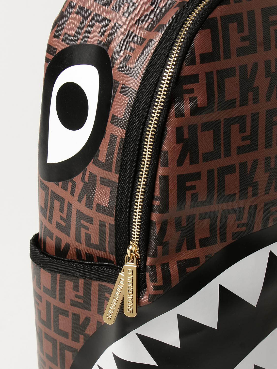 SPRAYGROUND ZAINO: Zaino Sprayground in pelle vegana con bocca squalo, Marrone - Img 3