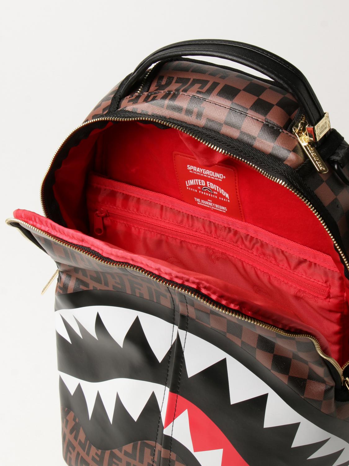 SPRAYGROUND ZAINO: Zaino Sprayground in pelle vegana con bocca squalo, Marrone - Img 4