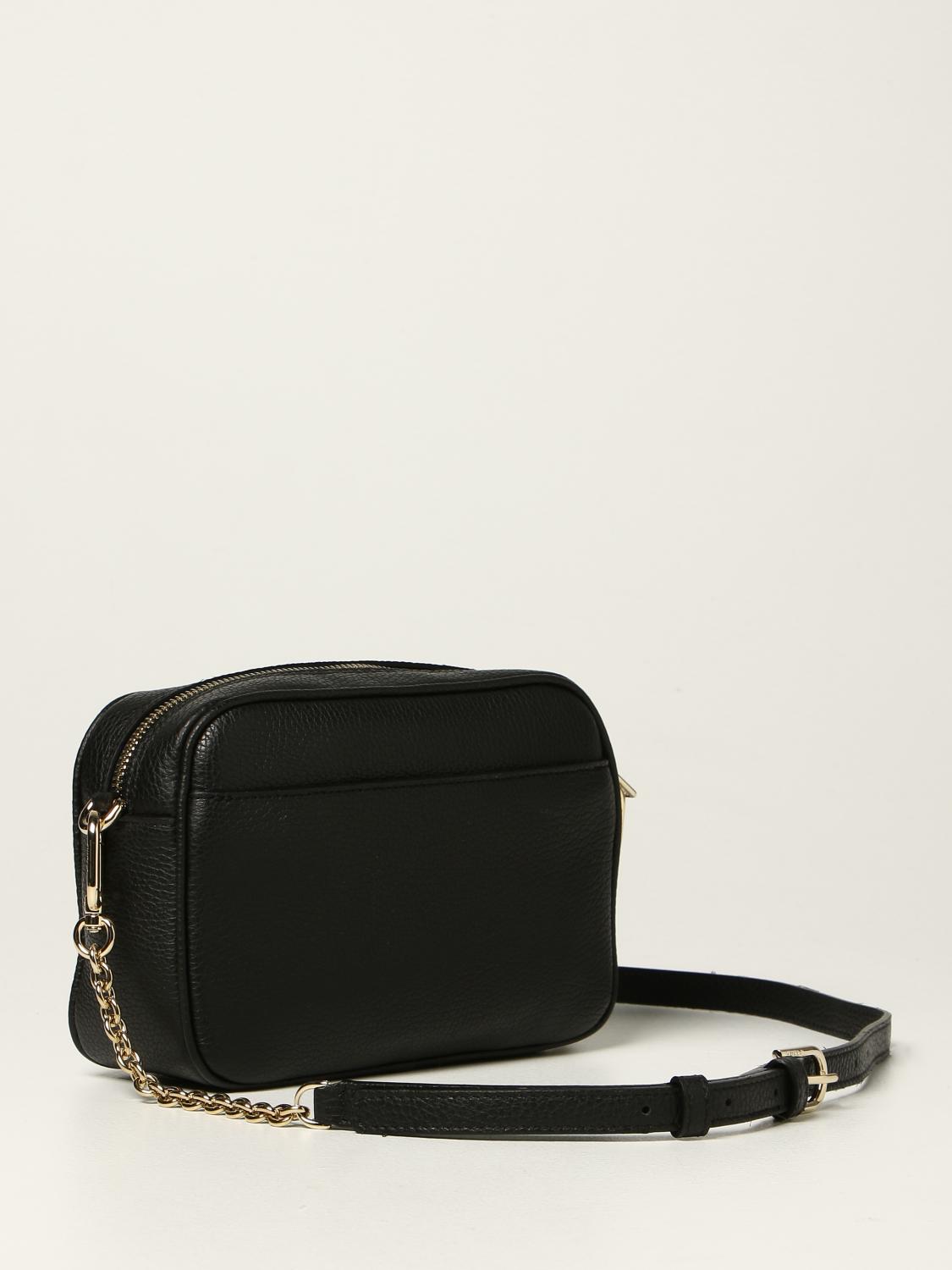 FURLA: camera bag in grained leather - Black | Furla crossbody bag