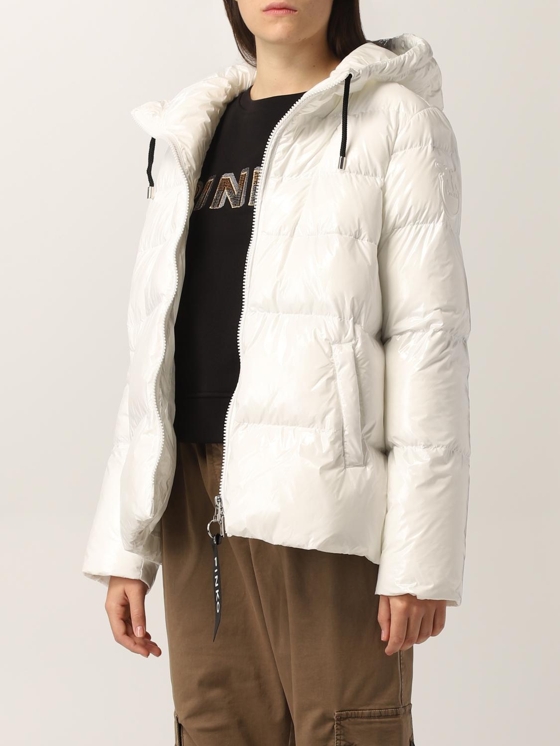 Pinko down jacket in crystal nylon - White | 1G16NF Y767 | GIGLIO.COM