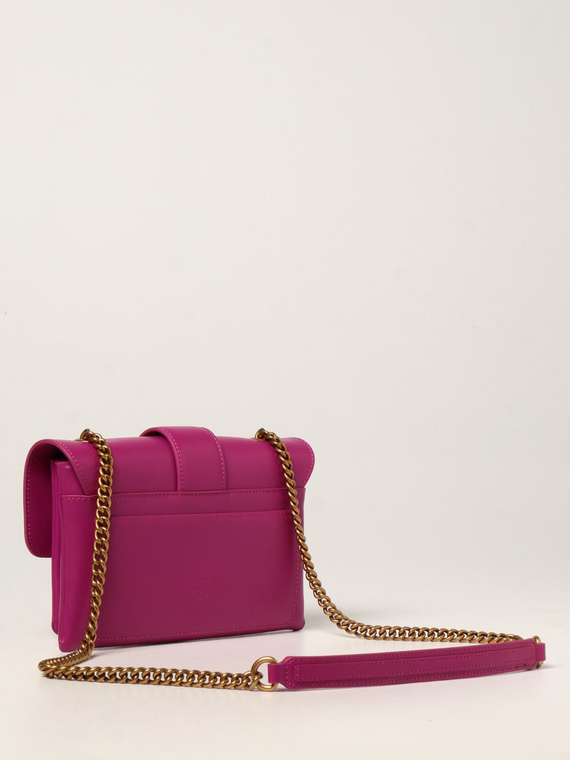 PINKO CROSSBODY BAG: Love Mini Soft Simply 6 Pinko bag in calfskin, Fuchsia - Img 2