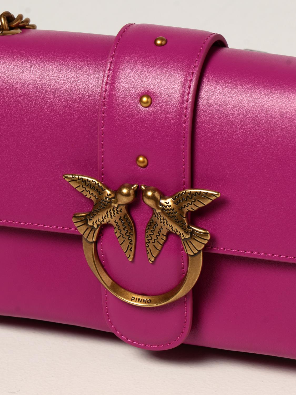 PINKO CROSSBODY BAG: Love Mini Soft Simply 6 Pinko bag in calfskin, Fuchsia - Img 3