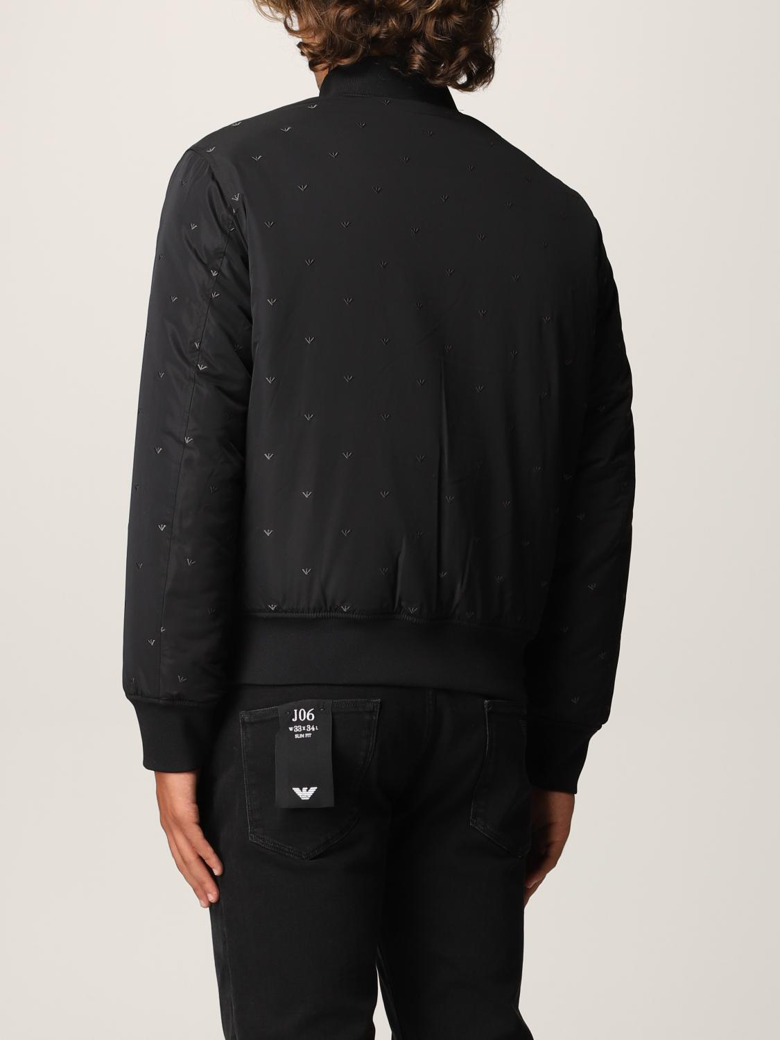 EMPORIO ARMANI: bomber jacket in reversible nylon - Black
