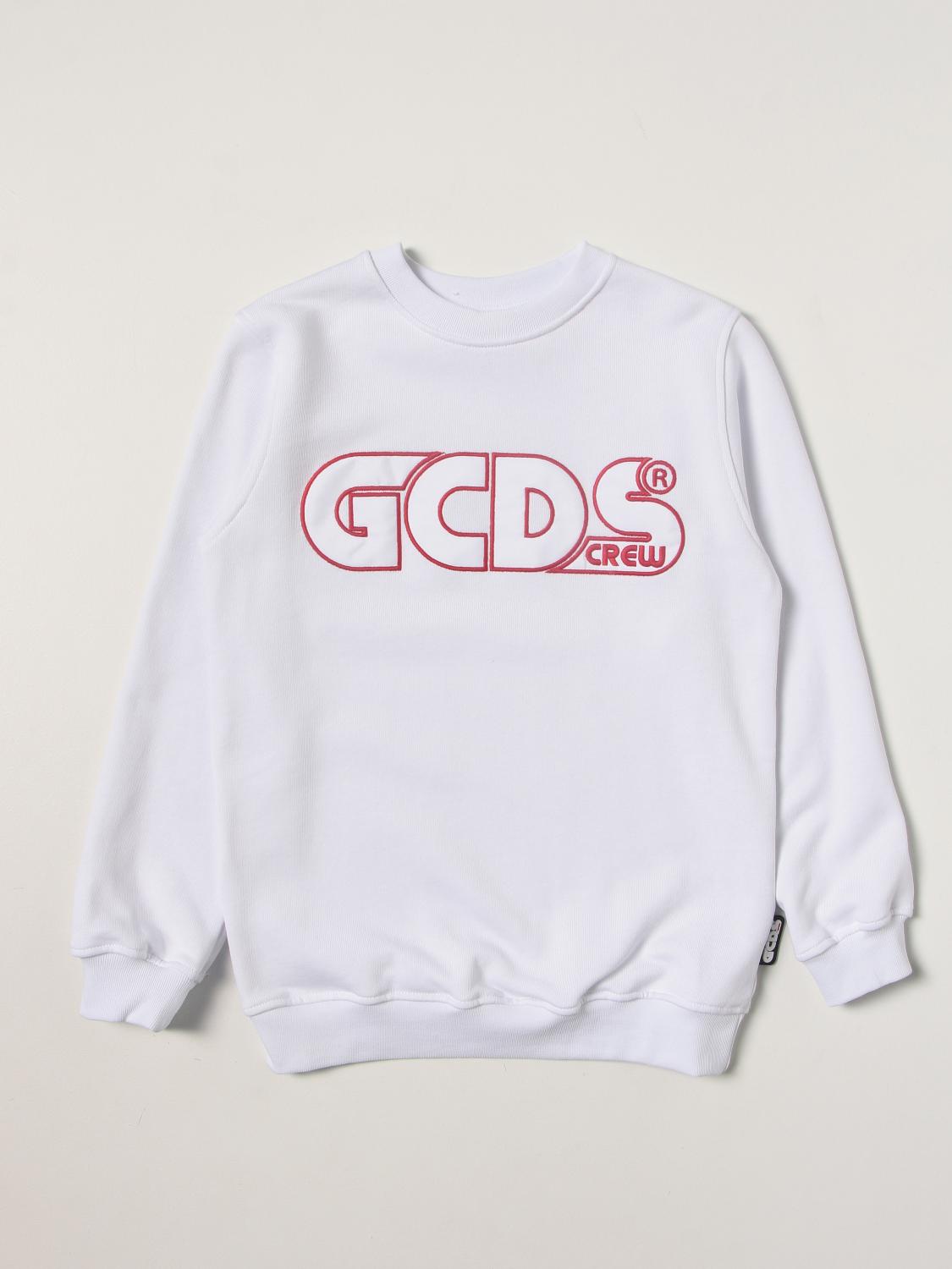 GCDS JUNIOR: Felpa GCDS Crew in cotone Bianco Maglia GCDS