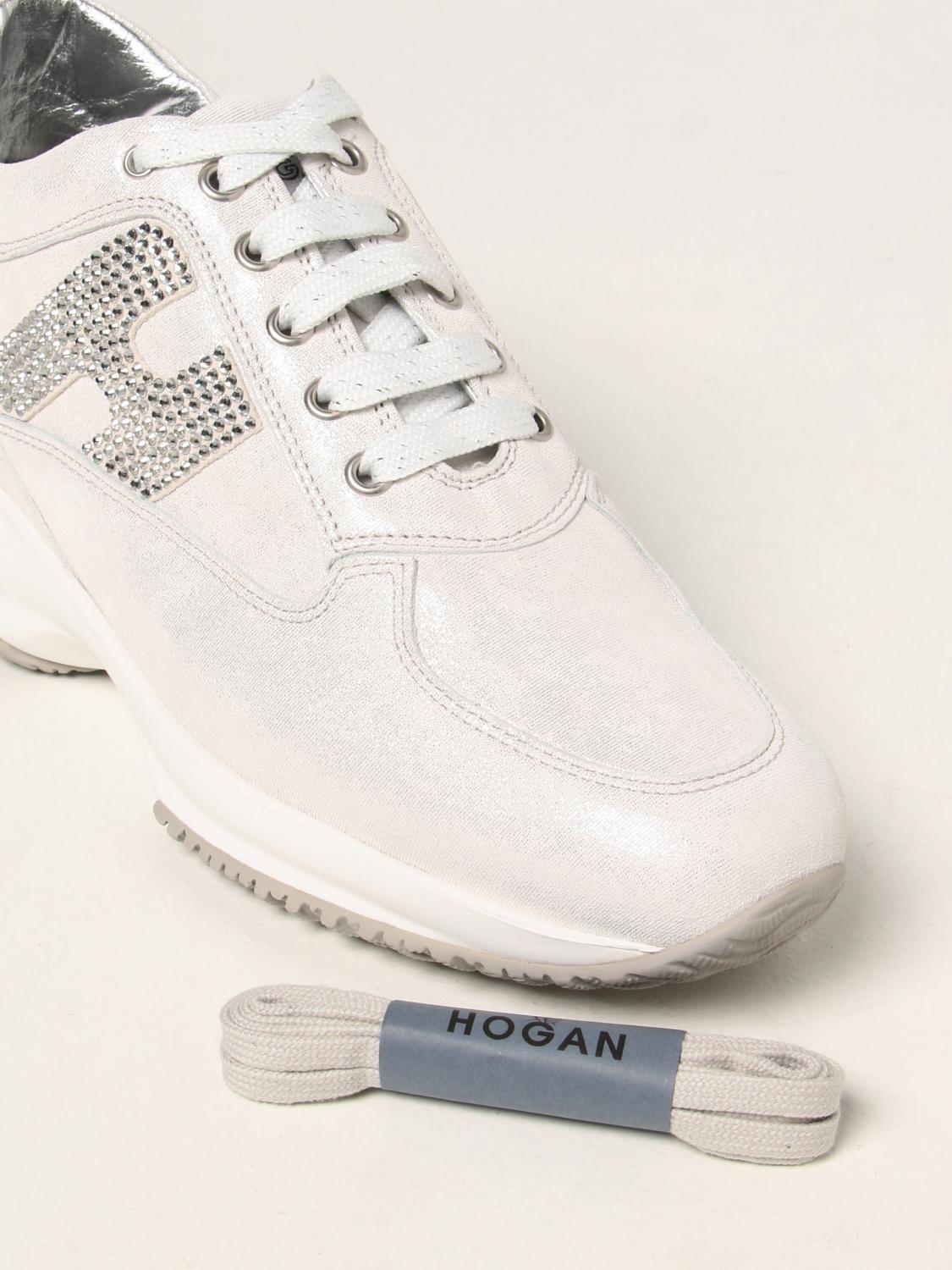HOGAN: Interactive sneakers in lurex fabric White Hogan