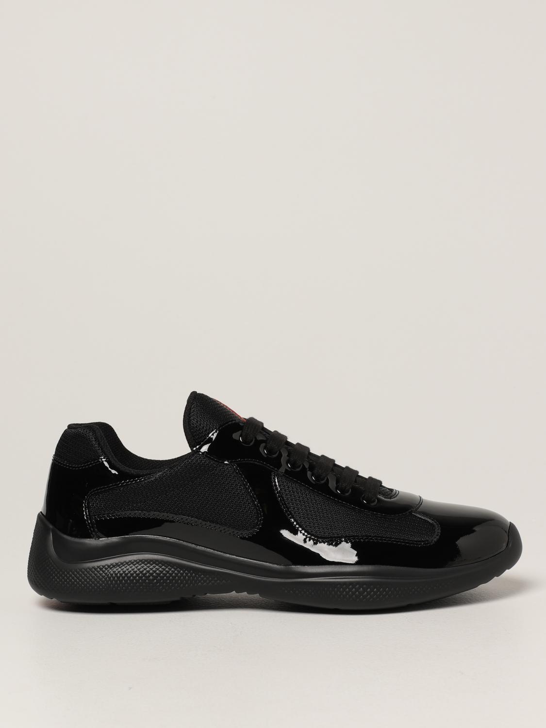 PRADA sneakers in patent leather and bike fabric Black Prada sneakers 4E3400 ASZ online at GIGLIO.COM