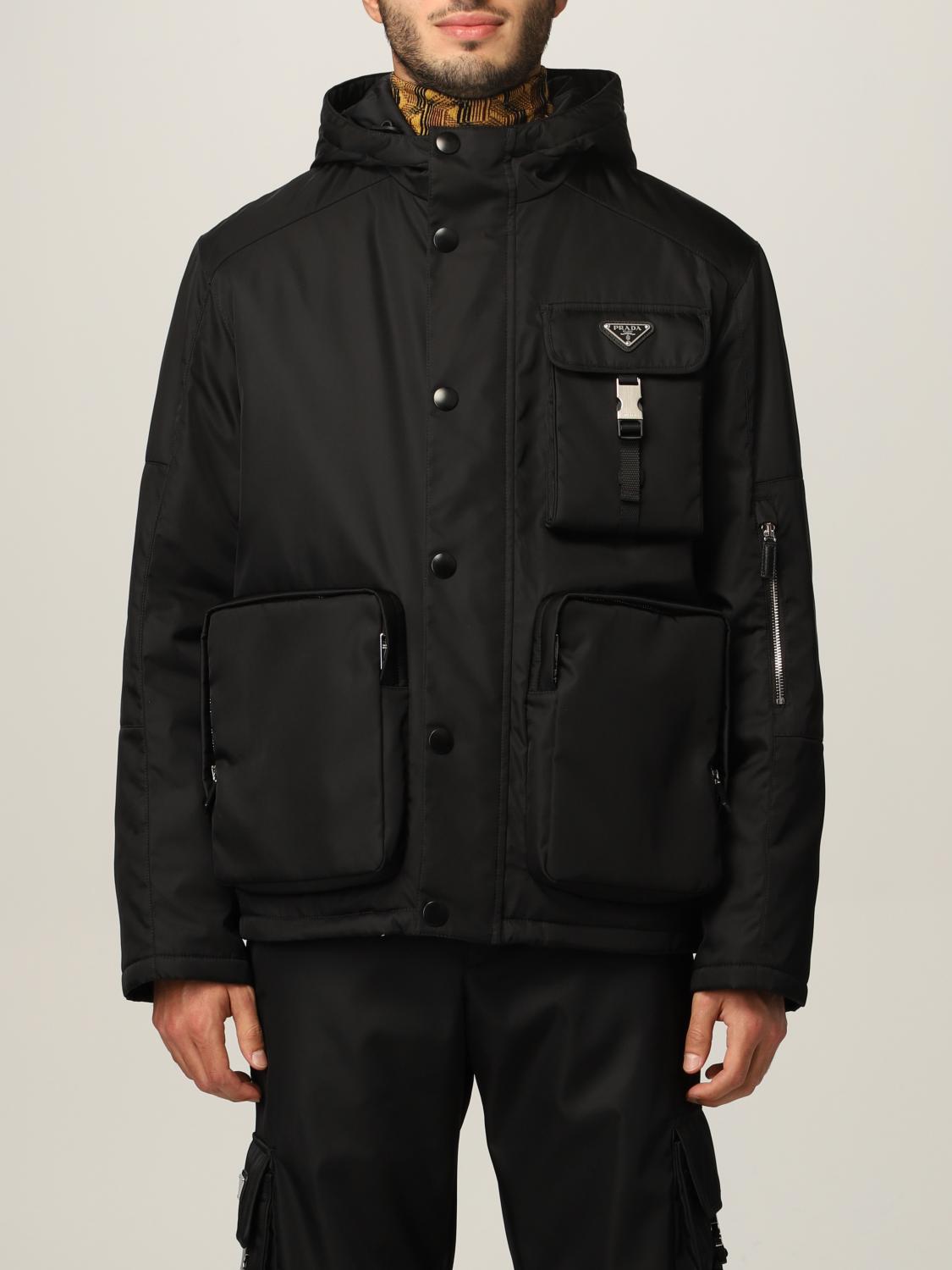 PRADA: re-nylon jacket with multi-pockets and logo - Black