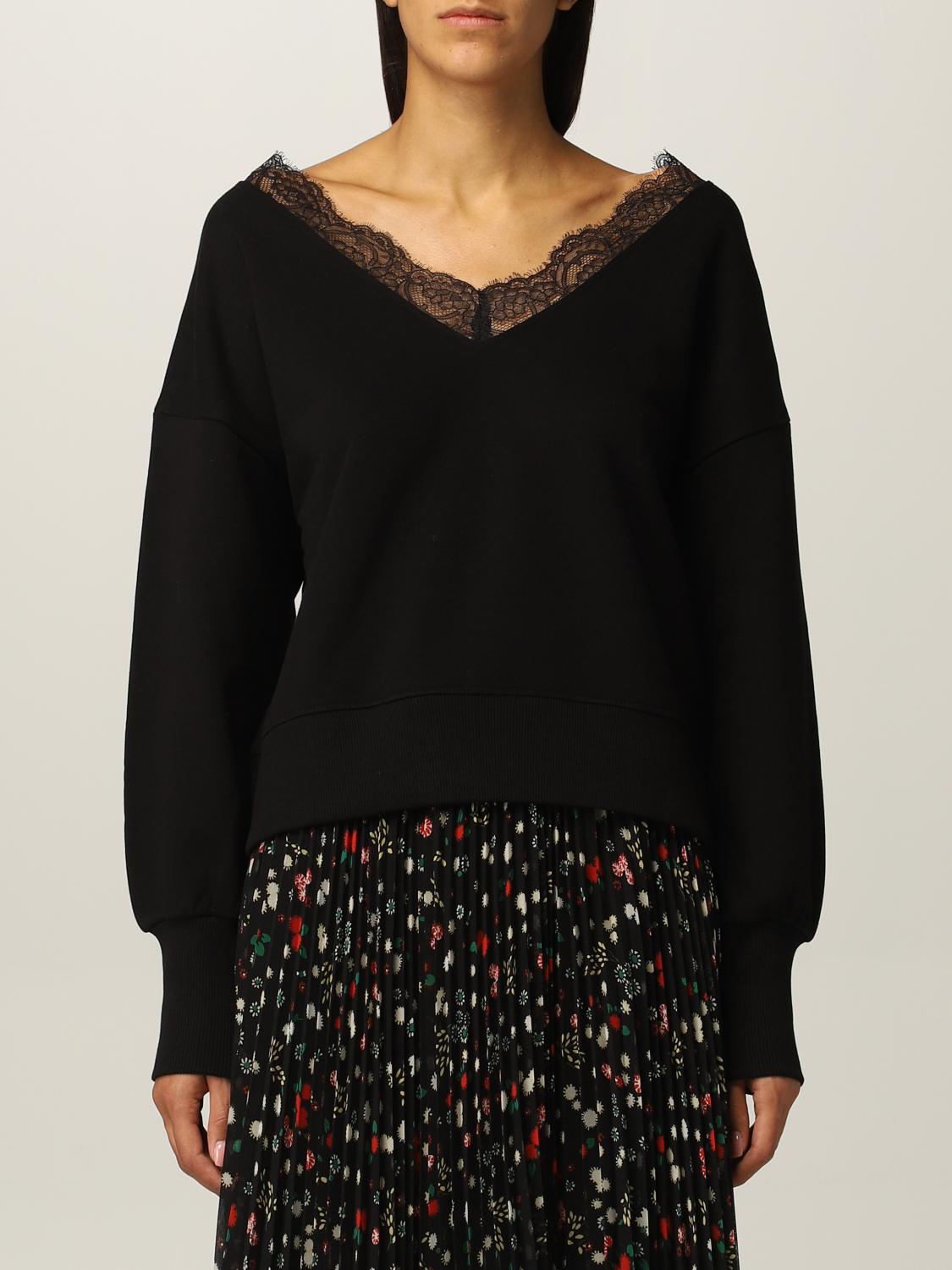 RED VALENTINO　美レース&リボンニット　黒　Ｓ～М Red Valentino sweatshirt in jersey and lace - Black | WR3MF07B625