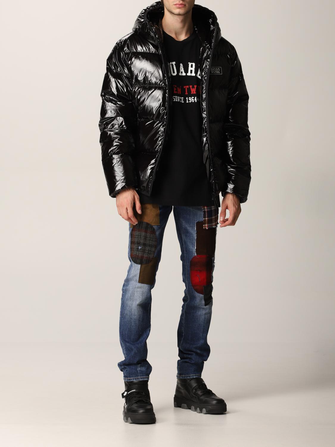 DSQUARED2 JACKET: Dsquared2 puffer down jacket in shiny nylon, Black - Img 2