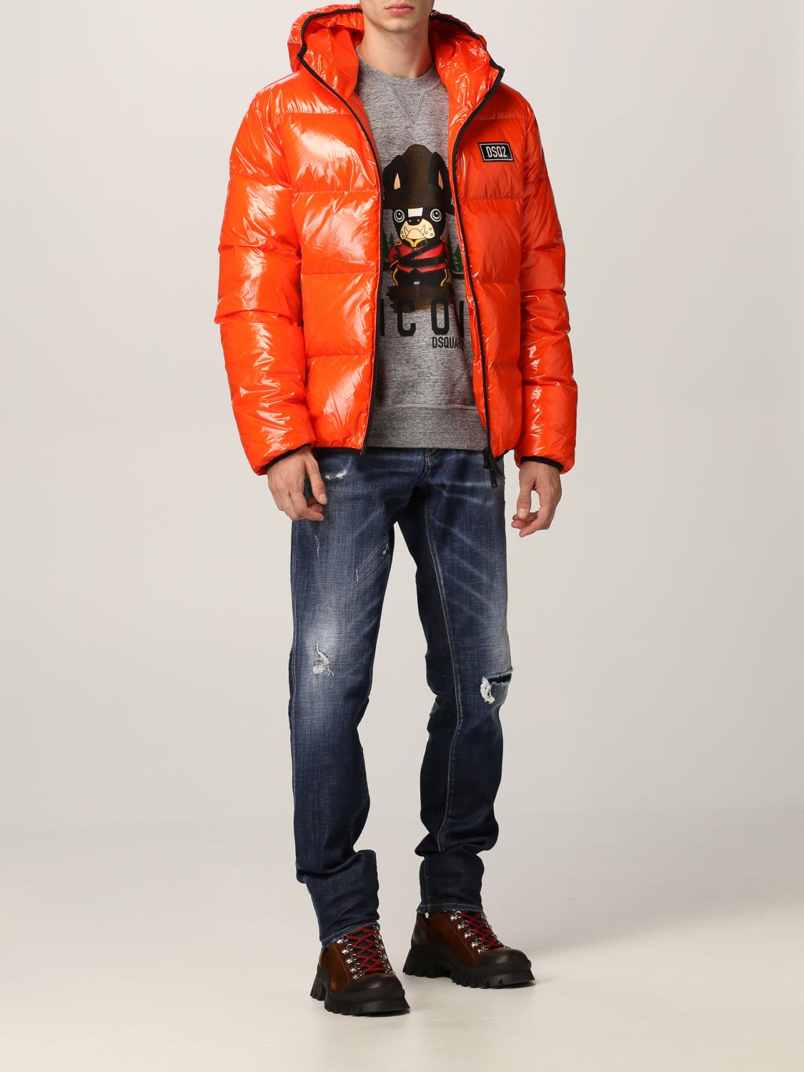 DSQUARED2 JACKET: Dsquared2 puffer down jacket in shiny nylon, Orange - Img 2