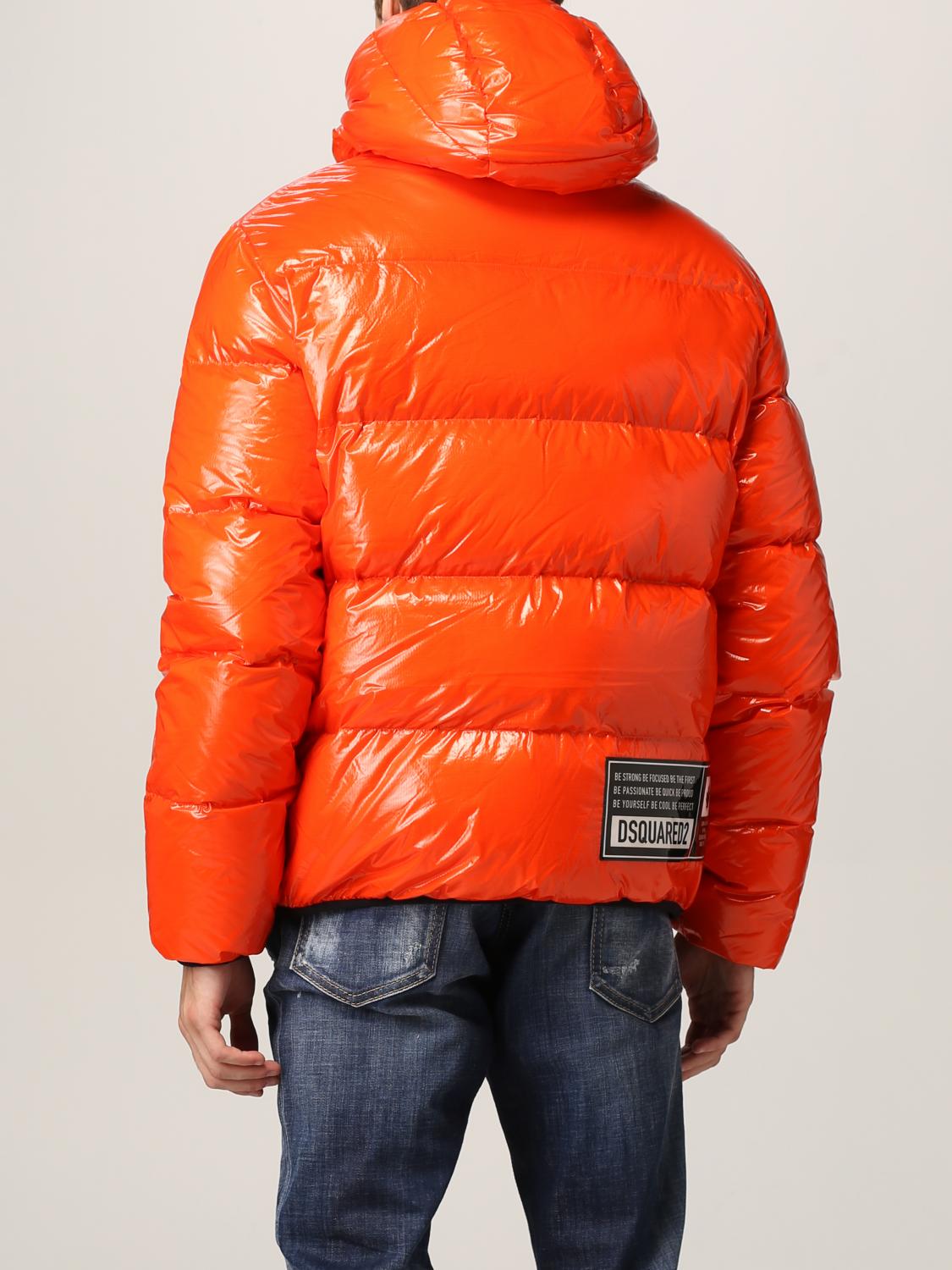 DSQUARED2 JACKET: Dsquared2 puffer down jacket in shiny nylon, Orange - Img 3