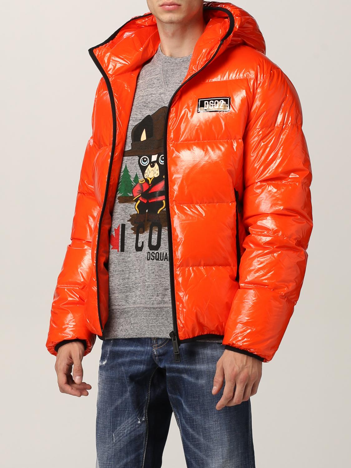 DSQUARED2 JACKET: Dsquared2 puffer down jacket in shiny nylon, Orange - Img 4