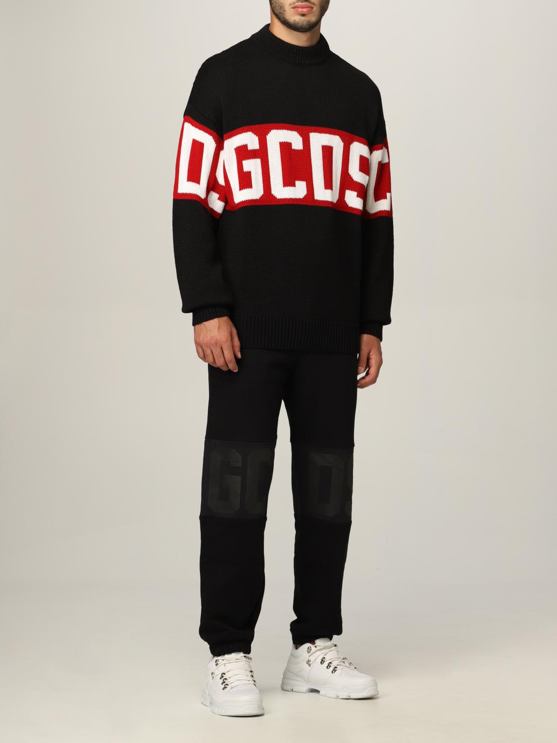 GCDS: sweater in wool blend with big logo Black GCDS sweater