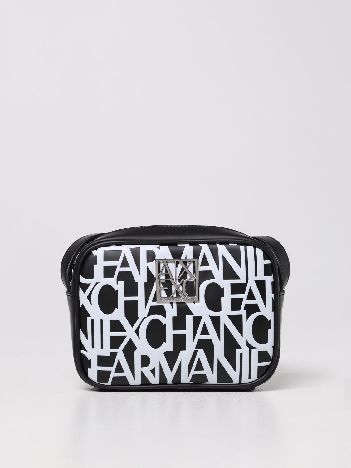ARMANI EXCHANGE: Camera case bag with all over logo - Black