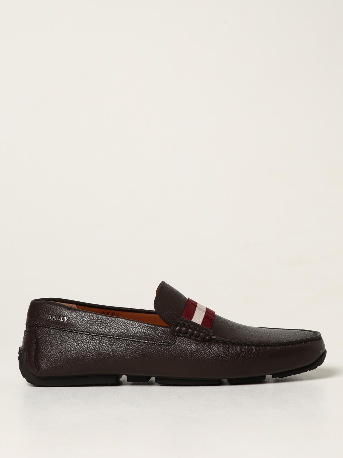 BALLY Pearce grained leather loafers Brown Bally loafers PEARCE online at GIGLIO.COM