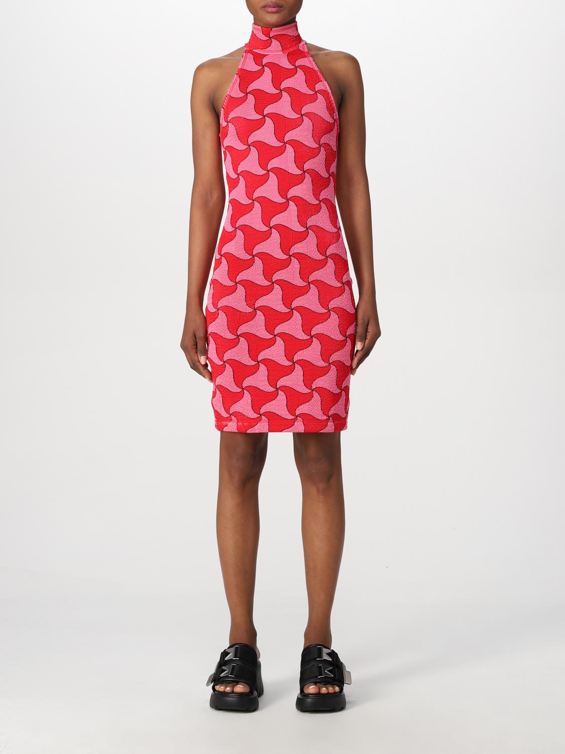 BOTTEGA VENETA ABITO: Abito Bottega Veneta con stampa Wavy Triangle, Rosa - Img 1