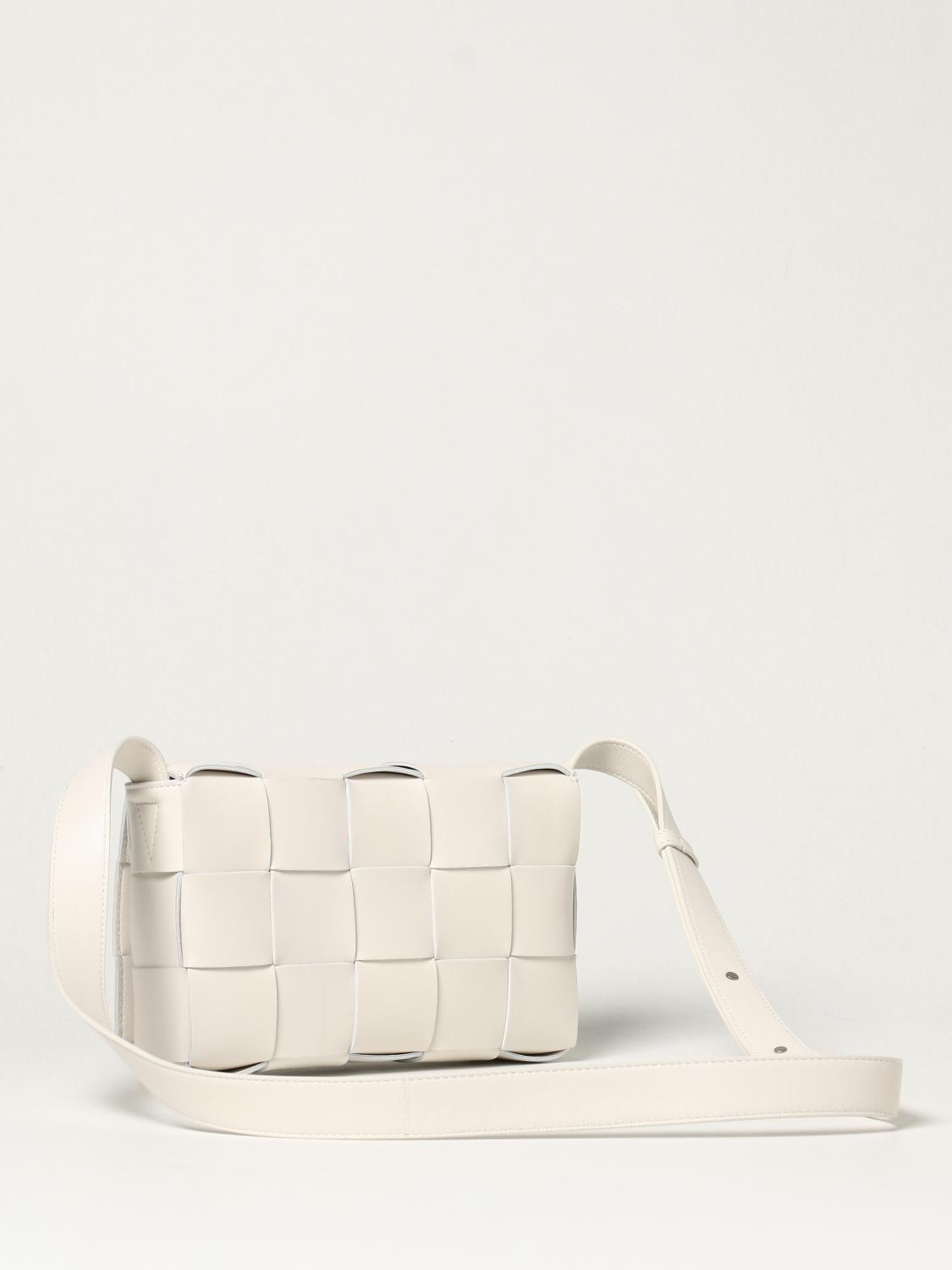 BOTTEGA VENETA CROSSBODY BAG: Bottega Veneta Salon 03 Cassette intrecciato leather shoulder bag, White - Img 3