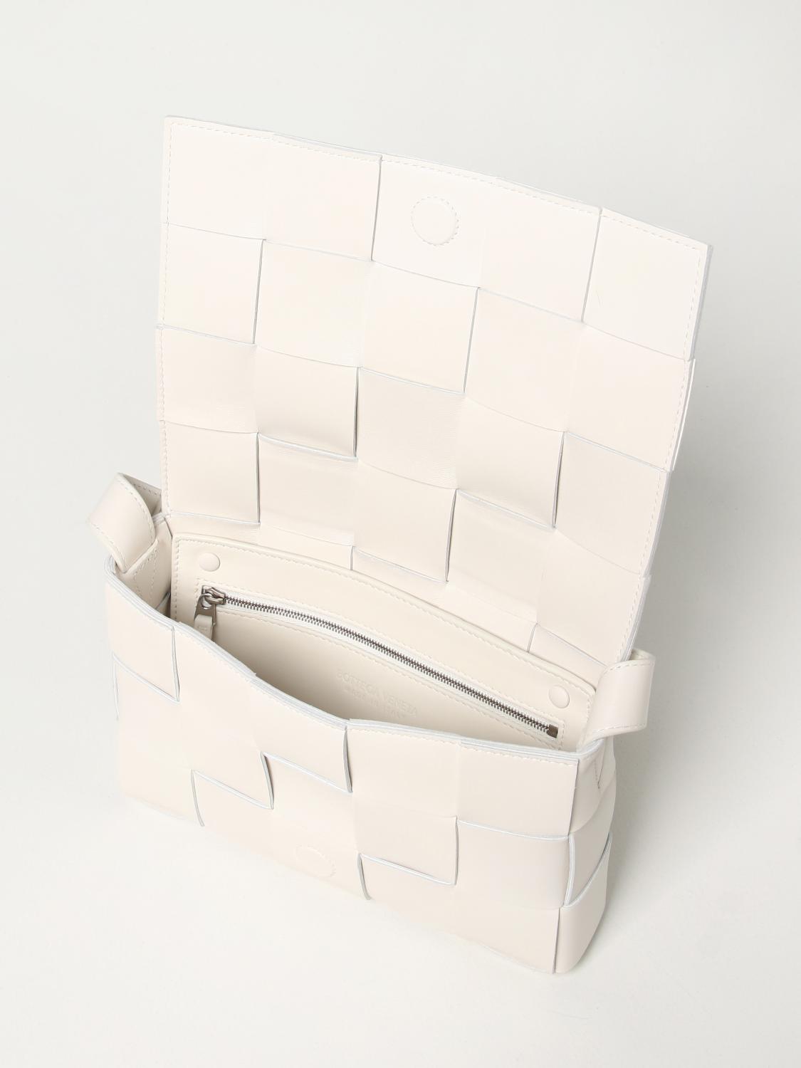 BOTTEGA VENETA CROSSBODY BAG: Bottega Veneta Salon 03 Cassette intrecciato leather shoulder bag, White - Img 5