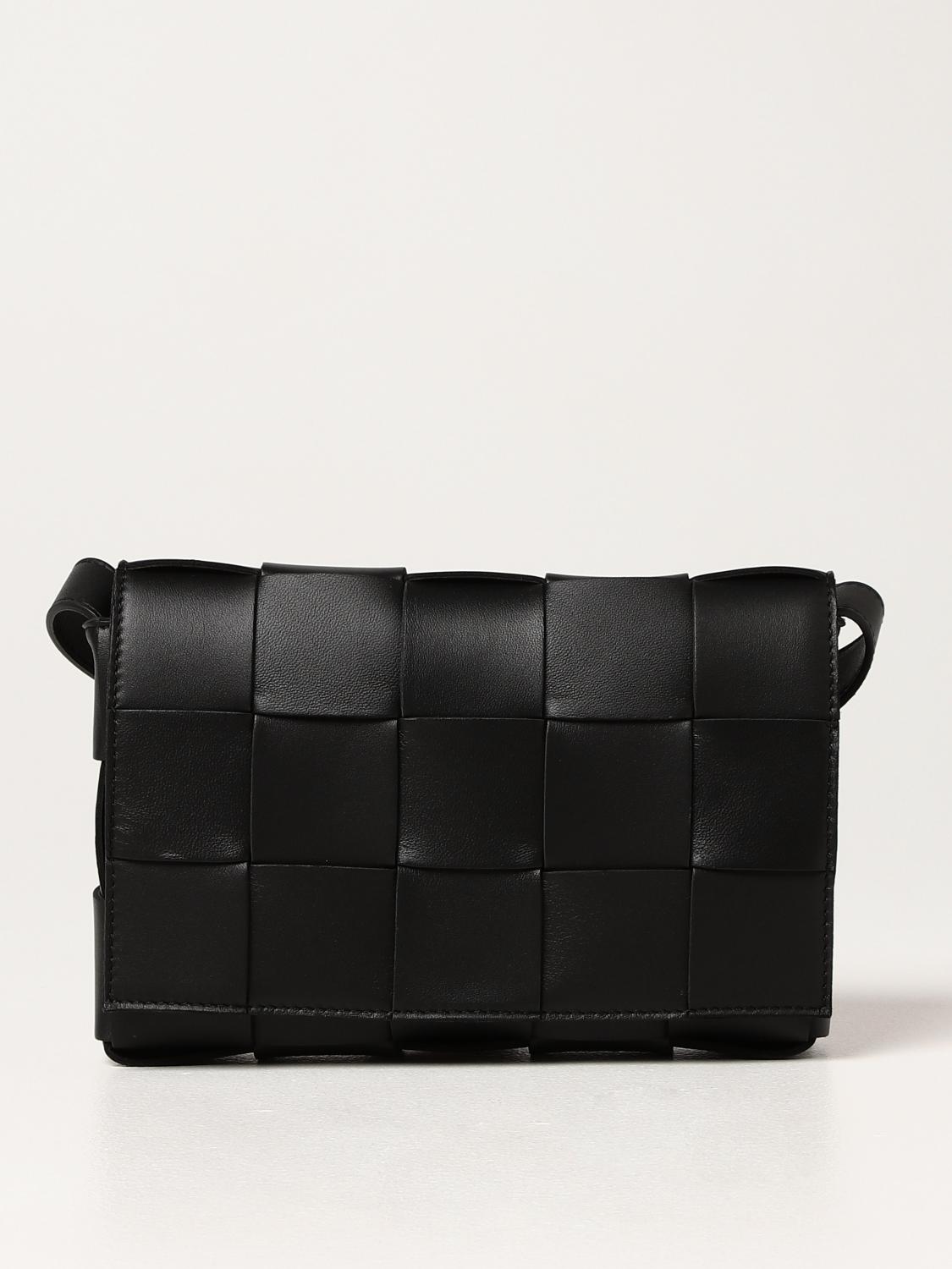 BOTTEGA VENETA CROSSBODY BAG: Bottega Veneta Salon 03 Cassette intrecciato leather shoulder bag, Black - Img 1