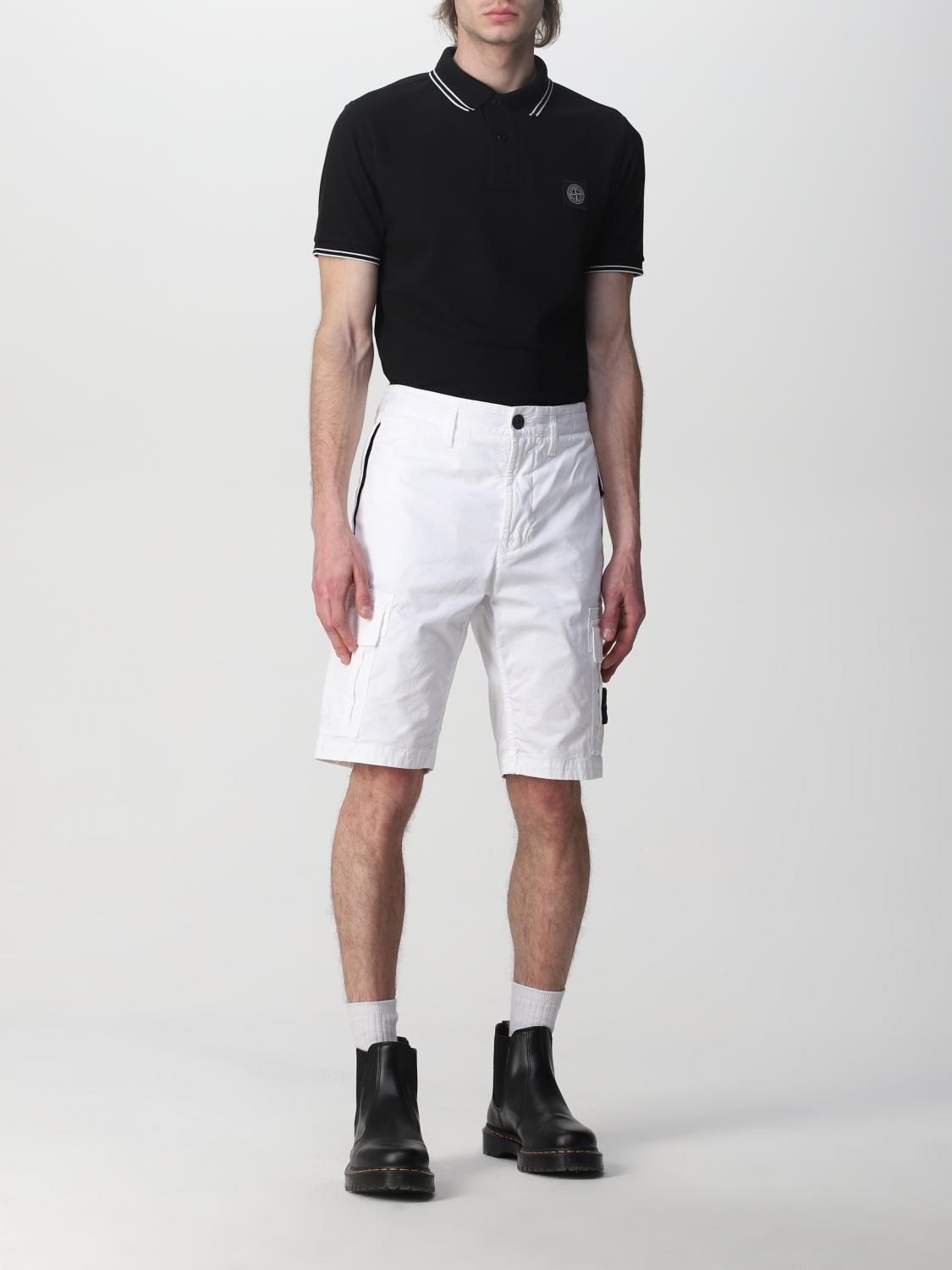 STONE ISLAND SHORTS: Stone Island cargo bermuda shorts in Supima® cotton, White - Img 2
