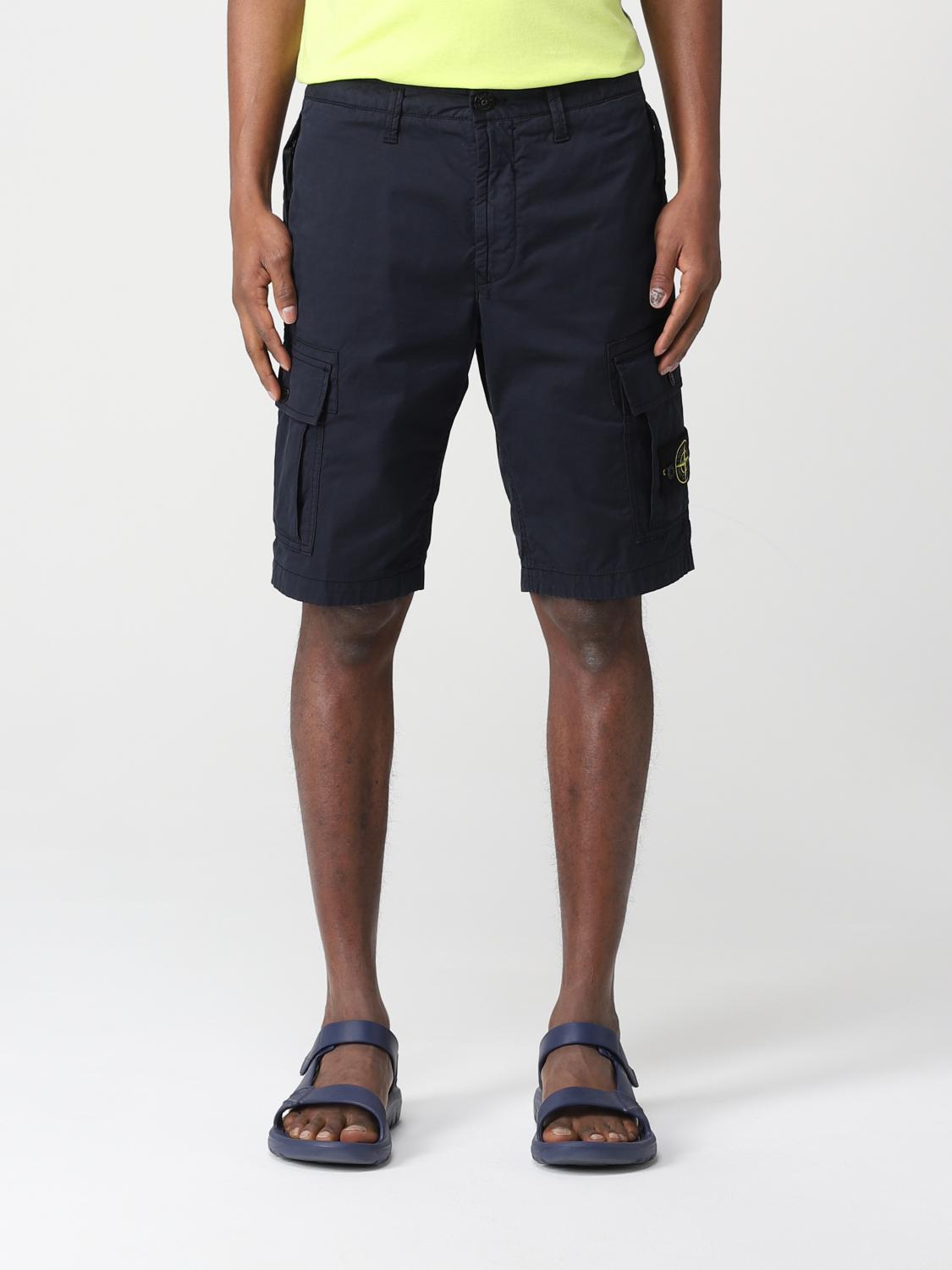 STONE ISLAND SHORTS: Stone Island cargo bermuda shorts in Supima® cotton, Navy - Img 1