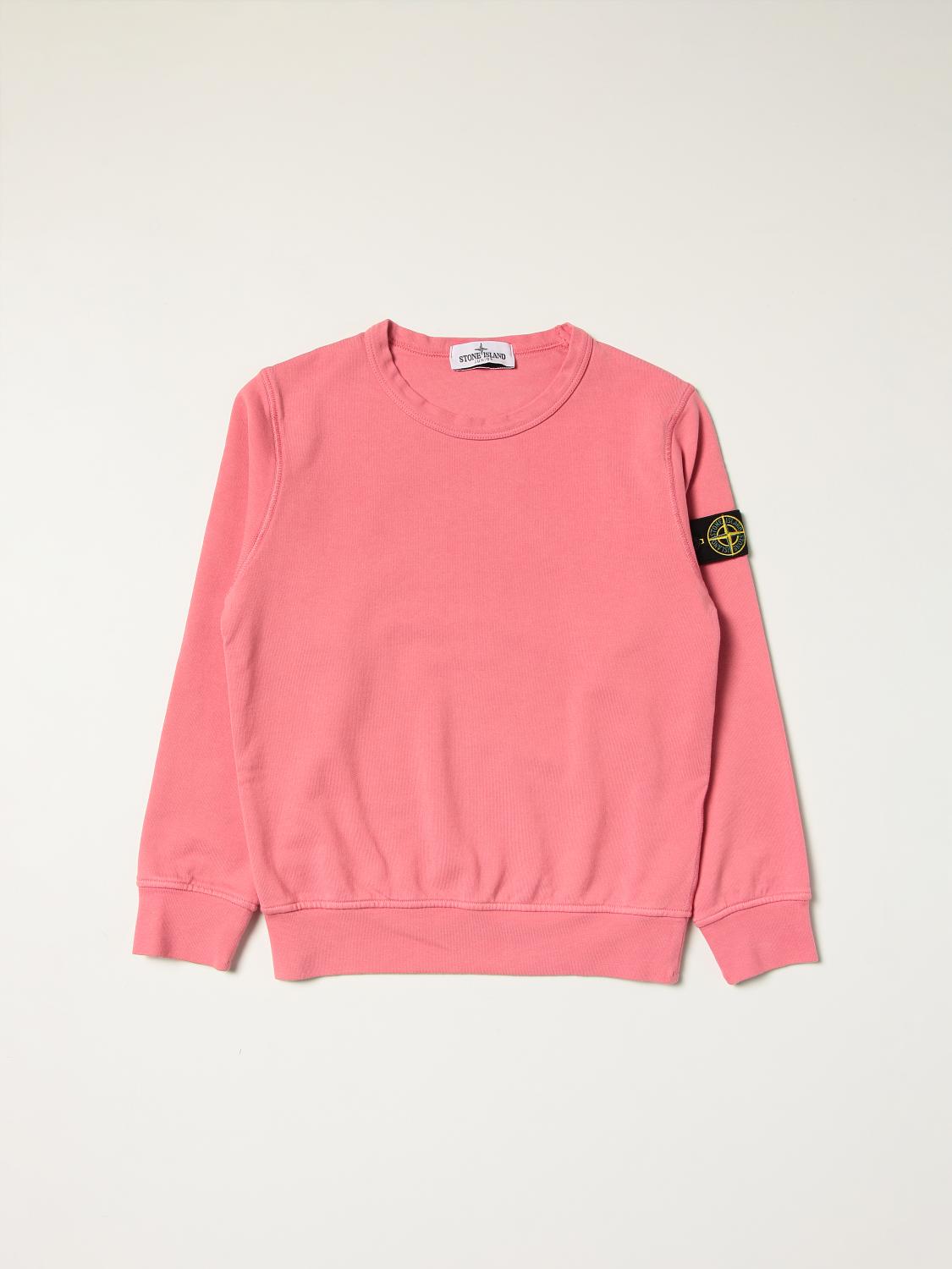 STONE ISLAND JUNIOR JUMPER: Stone Island Junior cotton sweatshirt with logo, Pink - Img 1
