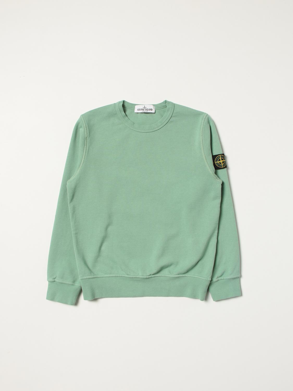 STONE ISLAND JUNIOR JUMPER: Stone Island Junior cotton sweatshirt with logo, Green - Img 1