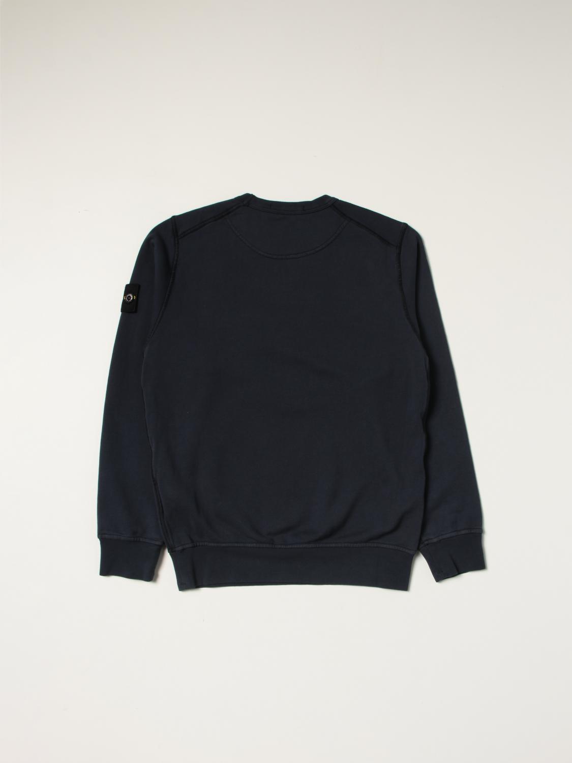STONE ISLAND JUNIOR SWEATER: Stone Island Junior cotton sweatshirt with logo, Navy - Img 2