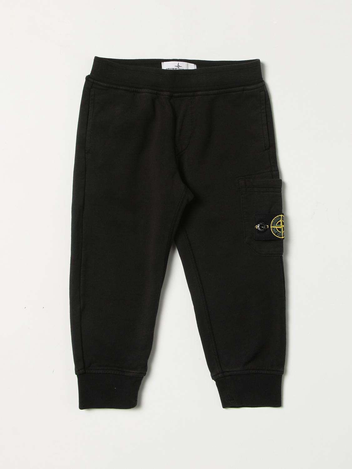 STONE ISLAND JUNIOR PANTS: Stone Island Junior jogging pants with logo, Black - Img 1