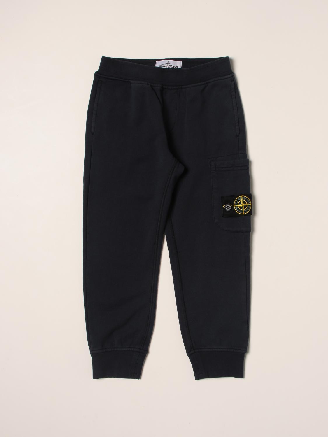 STONE ISLAND JUNIOR PANTS: Stone Island Junior jogging pants with logo, Blue - Img 1